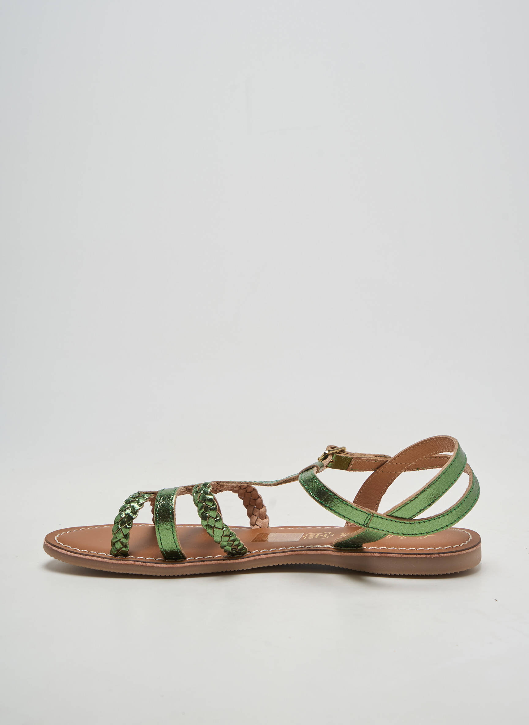 Sandales/nu pieds chiquet talon plat jusqu'à 3cm vert L'ATELIER TROPÉZIEN femme