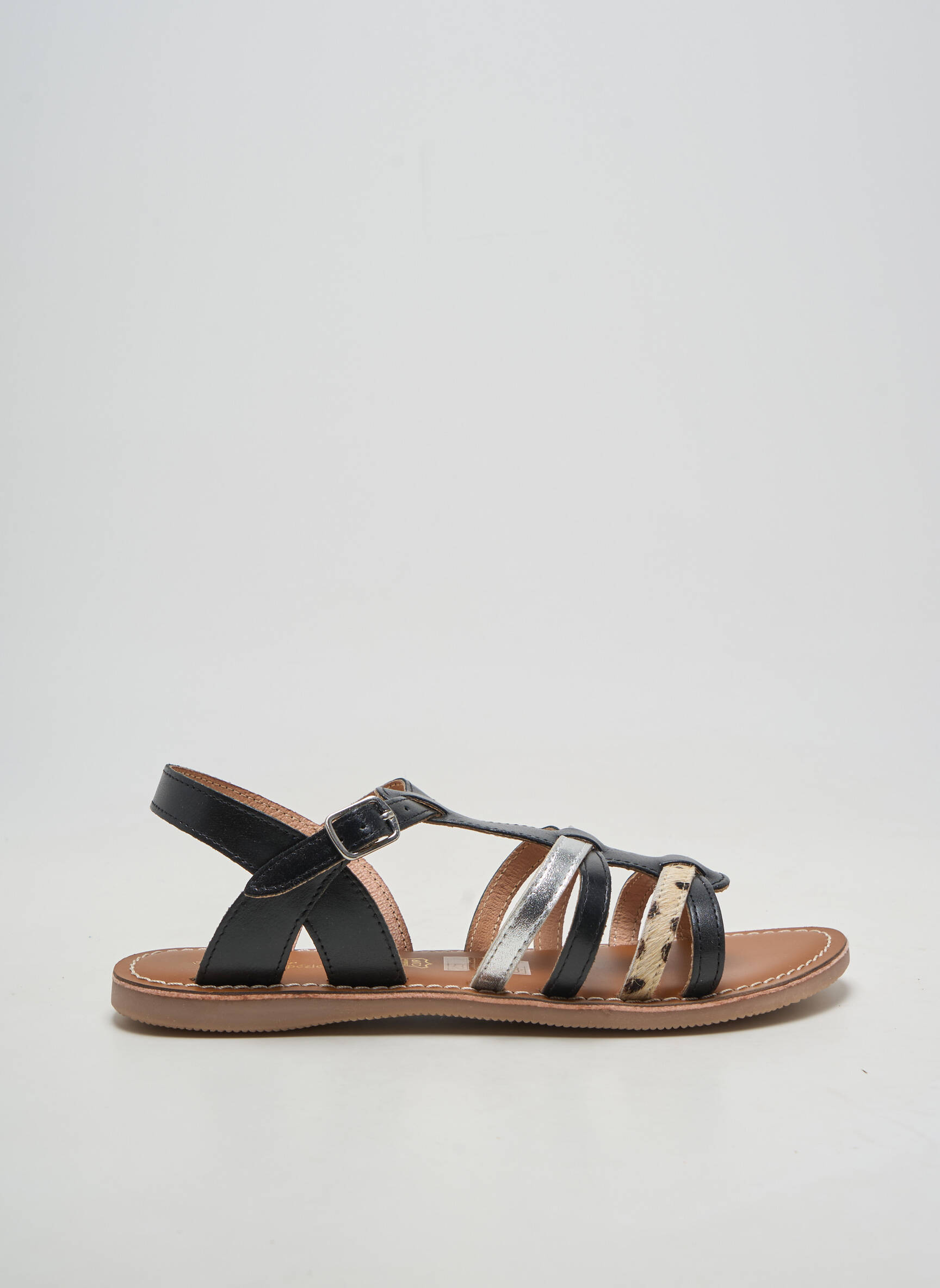 Sandales/nu pieds chiquet talon plat jusqu'à 3cm noir L'ATELIER TROPÉZIEN femme