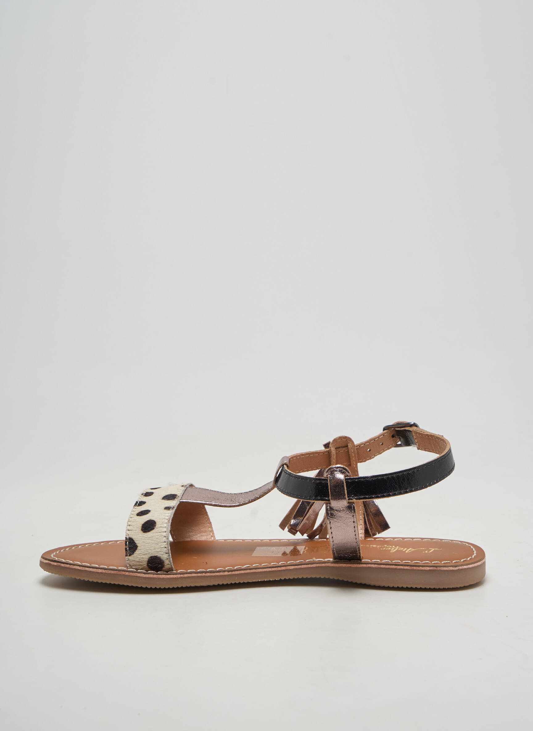 Sandales/nu pieds chiquet talon plat jusqu'à 3cm noir L'ATELIER TROPÉZIEN femme