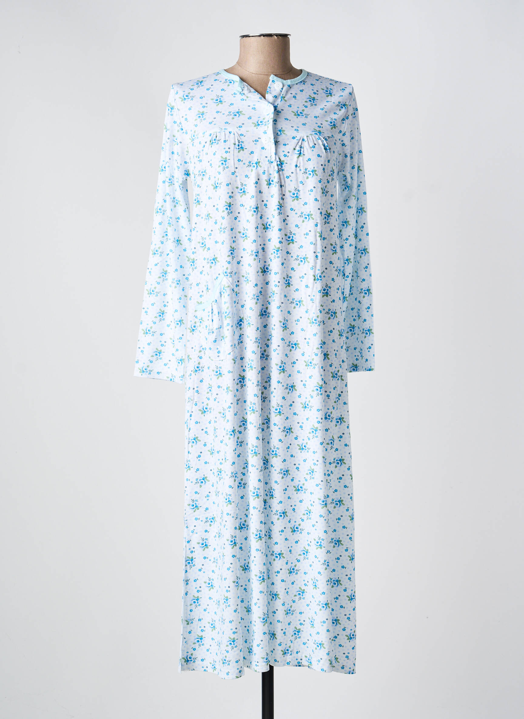 Chemise de nuit manches longues bleu ROSE POMME femme
