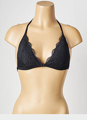 Soutien-gorge effet matière satinée haut triangles noir VALEGE femme
