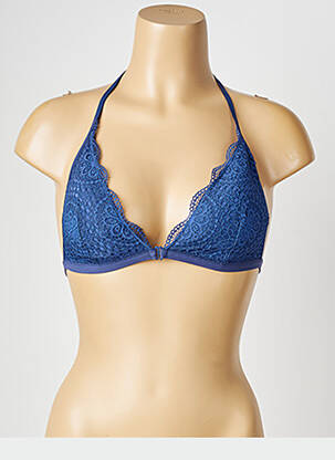 Soutien-gorge effet matière satinée haut triangles bleu VALEGE femme