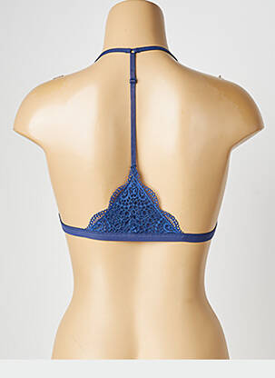 Soutien-gorge effet matière satinée haut triangles bleu VALEGE femme