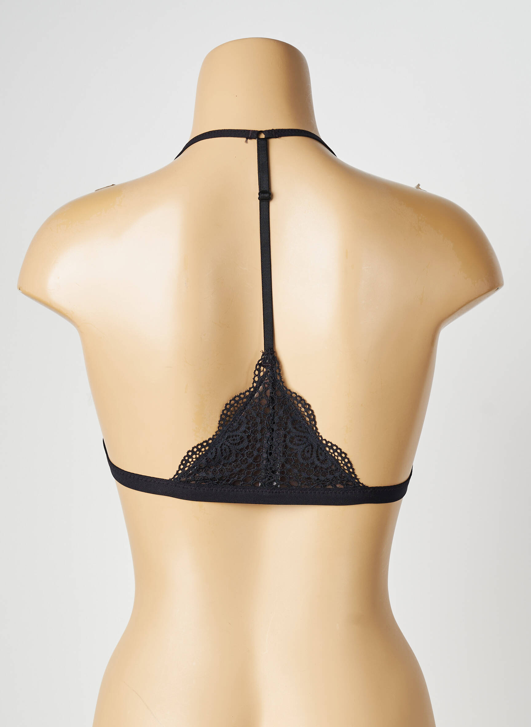 Soutien-gorge effet matière satinée haut triangles noir VALEGE femme