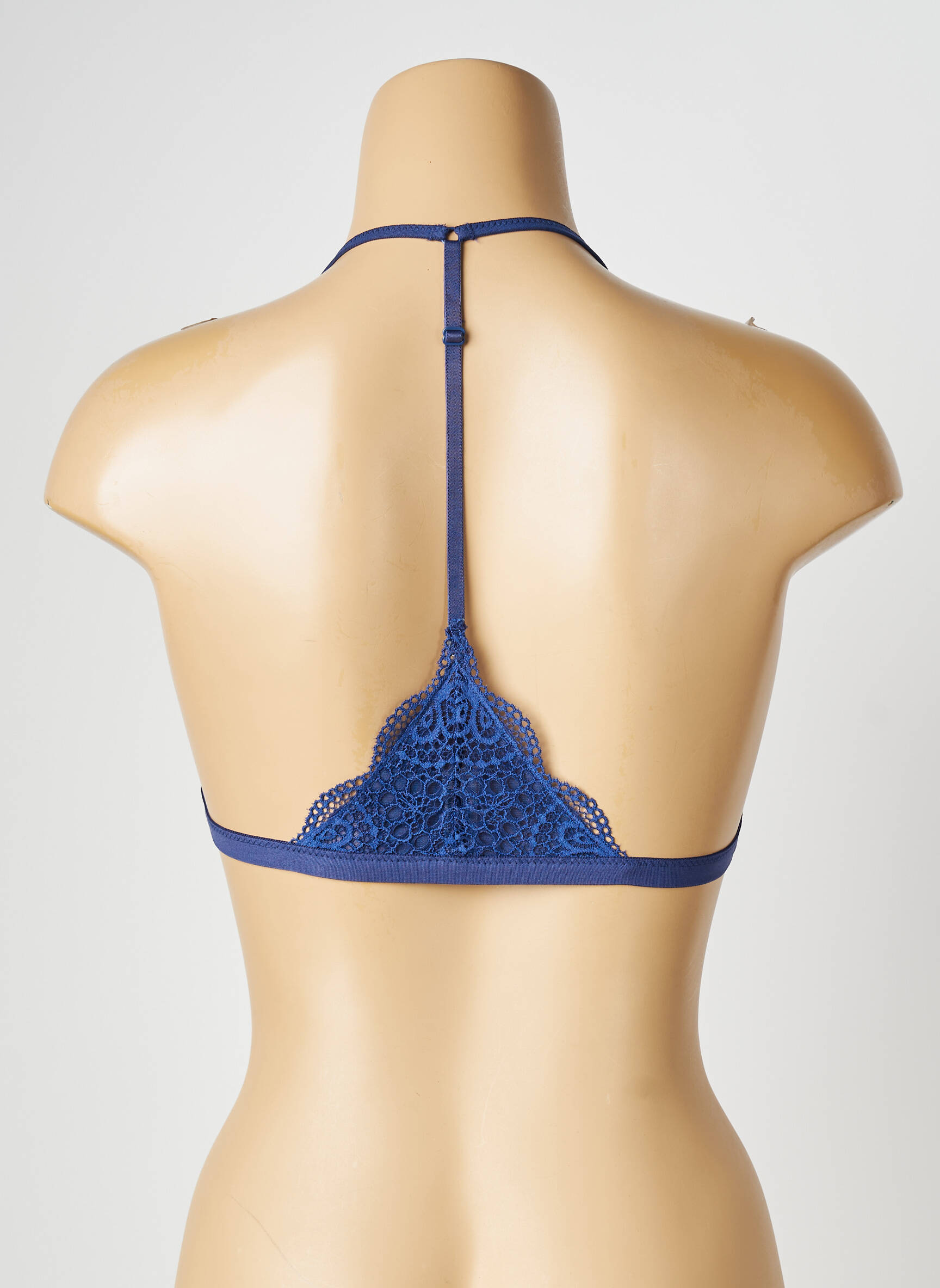 Soutien-gorge effet matière satinée haut triangles bleu VALEGE femme