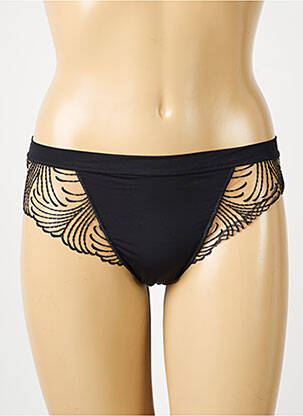 Tanga effet matière satinée noir SIMONE PERELE femme