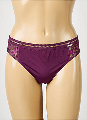 Tanga tissage satiné violet IMPLICITE femme