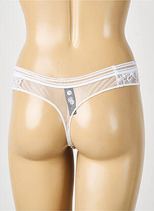 Tanga tissage satiné blanc IMPLICITE femme