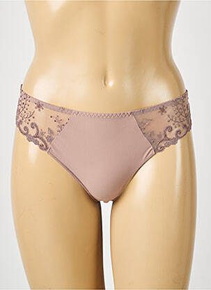 Tanga effet matière satinée marron SIMONE PERELE femme