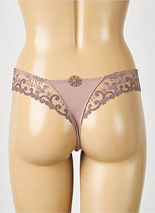 Tanga effet matière satinée marron SIMONE PERELE femme