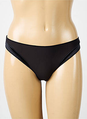 Tanga effet matière satinée noir IMPLICITE femme