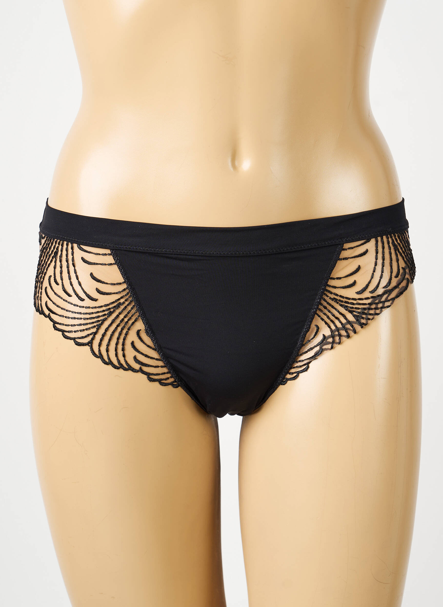 Tanga effet matière satinée noir SIMONE PERELE femme
