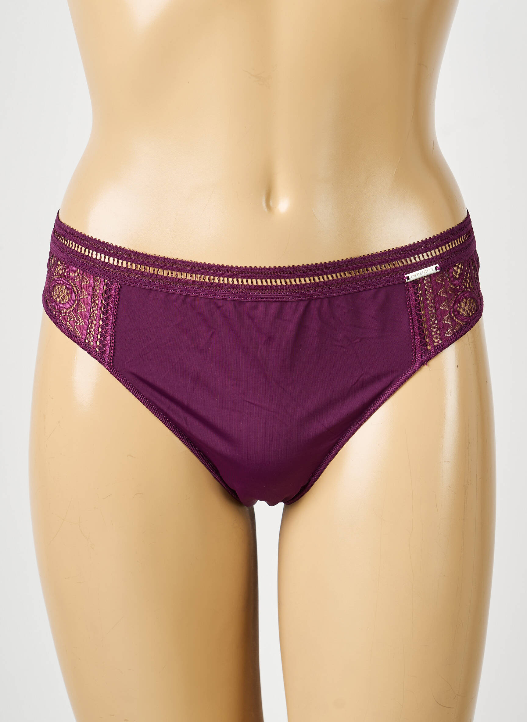 Tanga tissage satiné violet IMPLICITE femme
