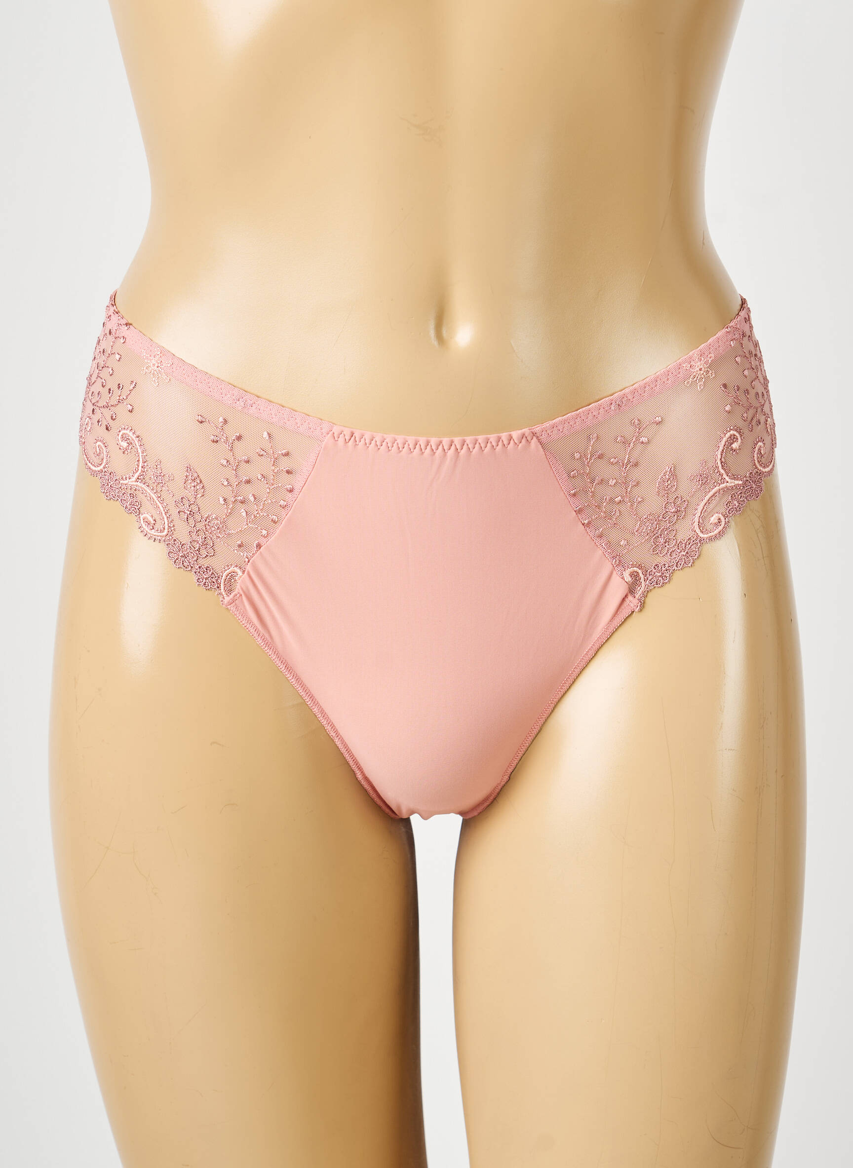 Tanga effet matière satinée rose SIMONE PERELE femme