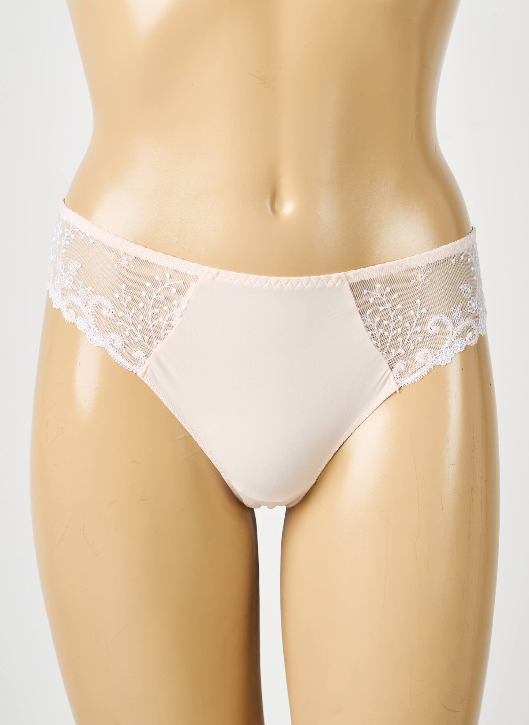 Tanga effet matière satinée rose clair SIMONE PERELE femme