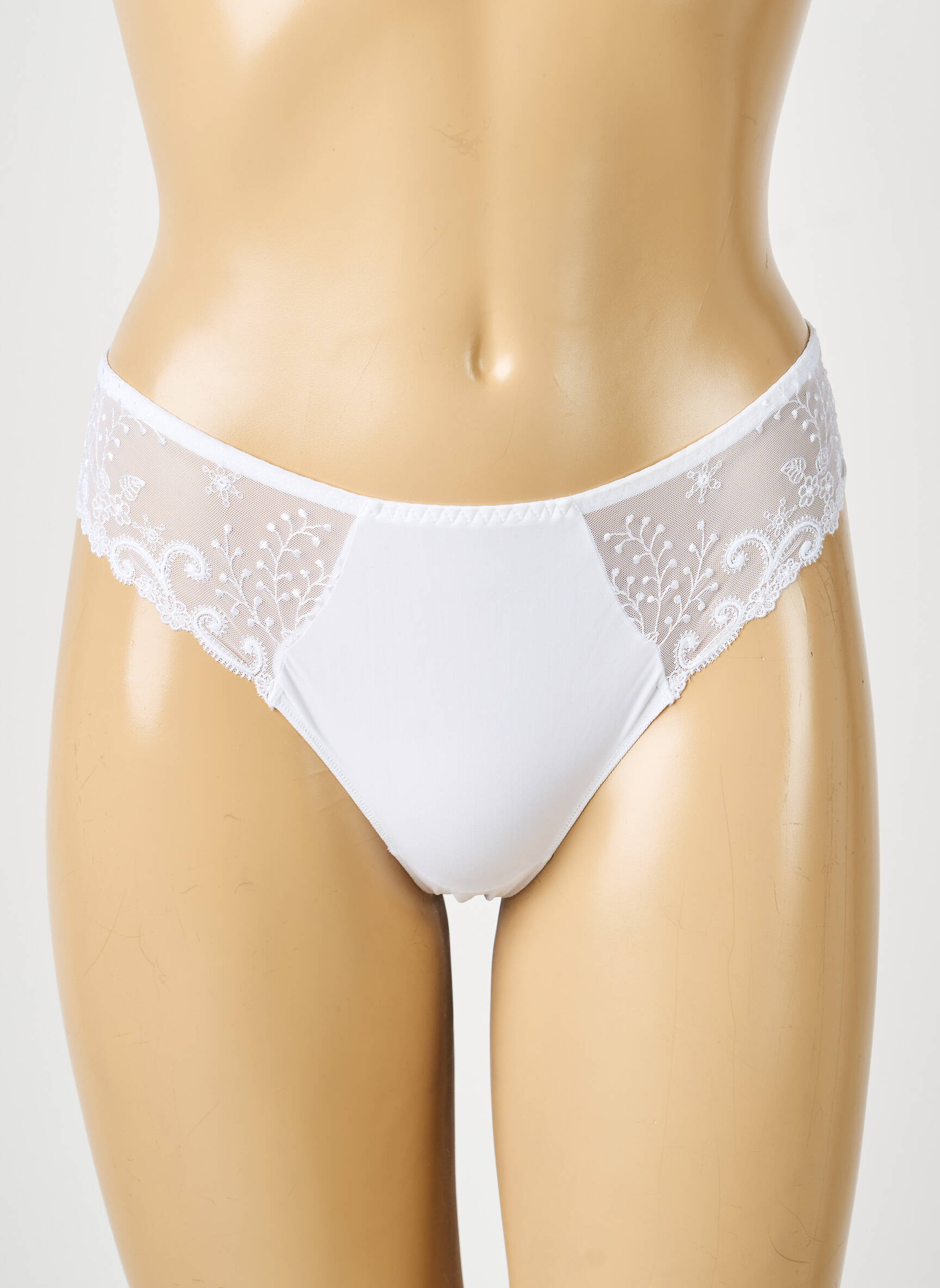 Tanga effet matière satinée blanc SIMONE PERELE femme