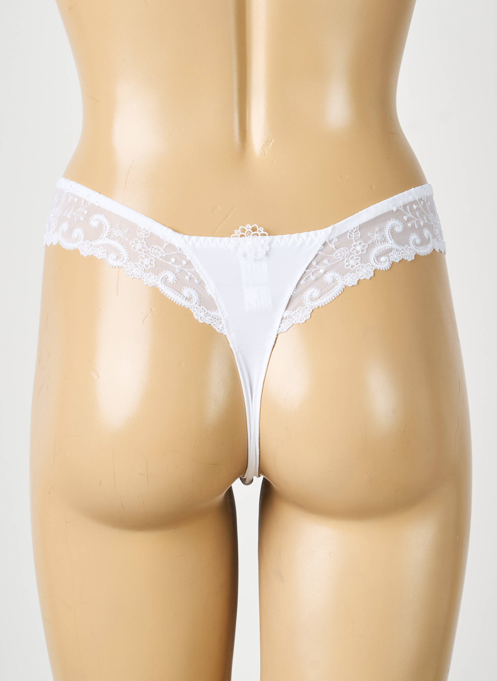 Tanga effet matière satinée blanc SIMONE PERELE femme