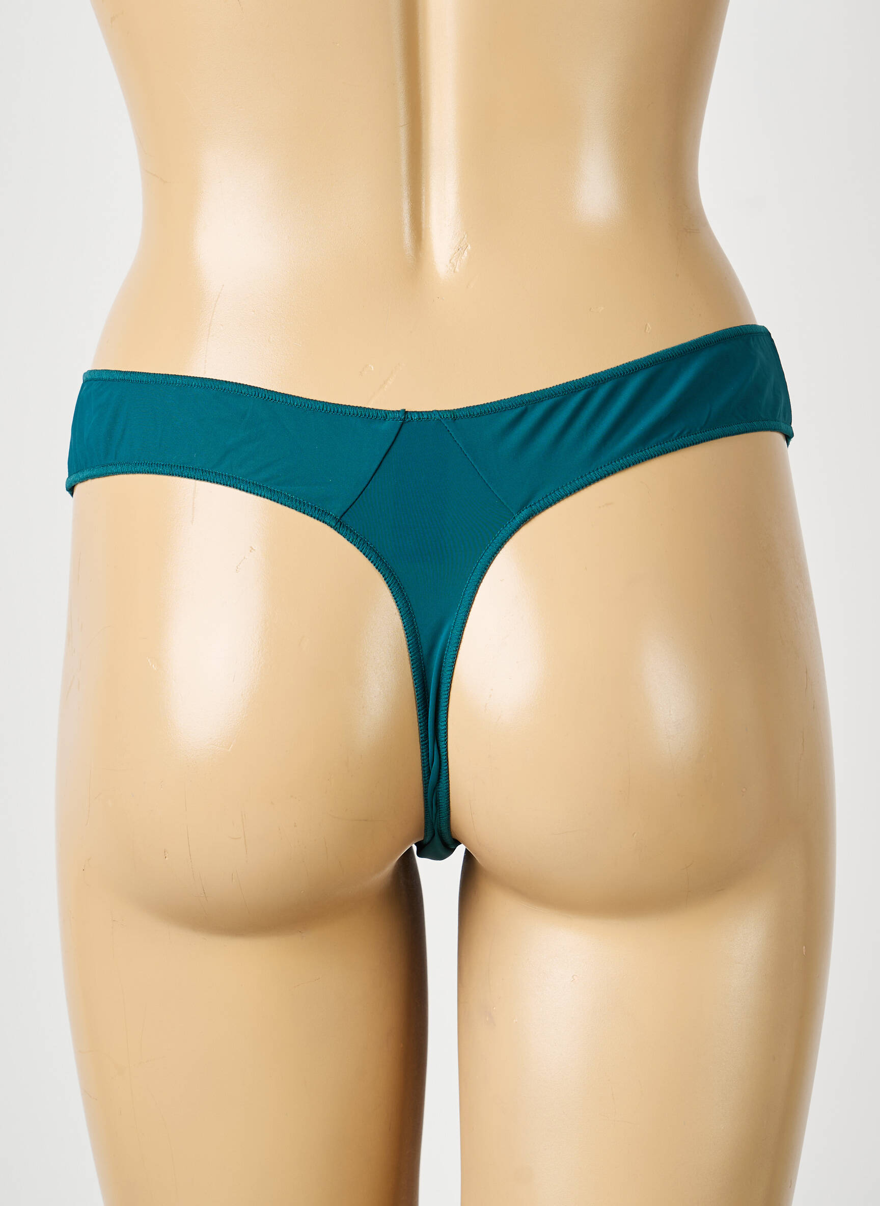 Tanga effet matière satinée vert IMPLICITE femme