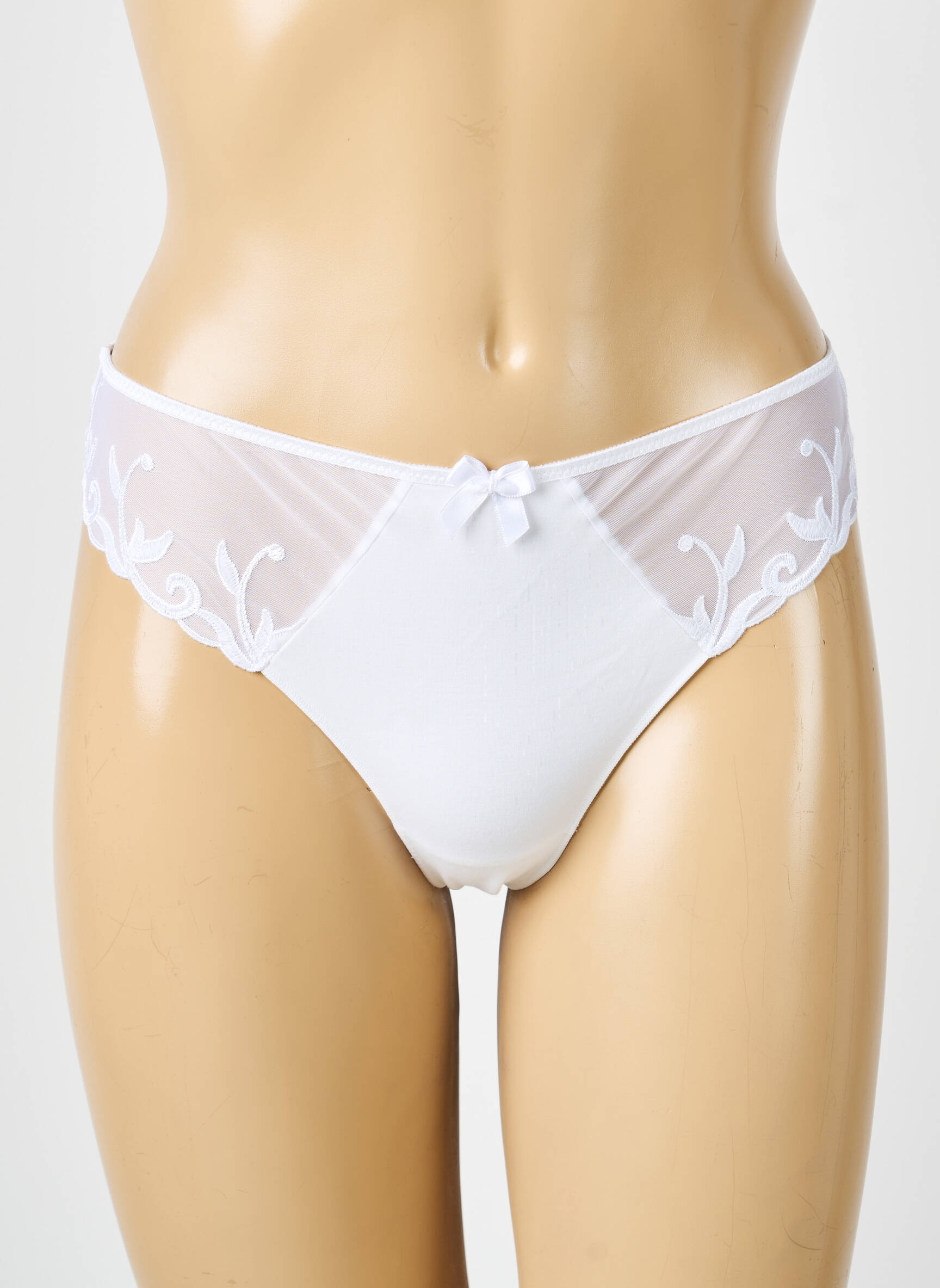 Tanga effet matière satinée blanc SIMONE PERELE femme