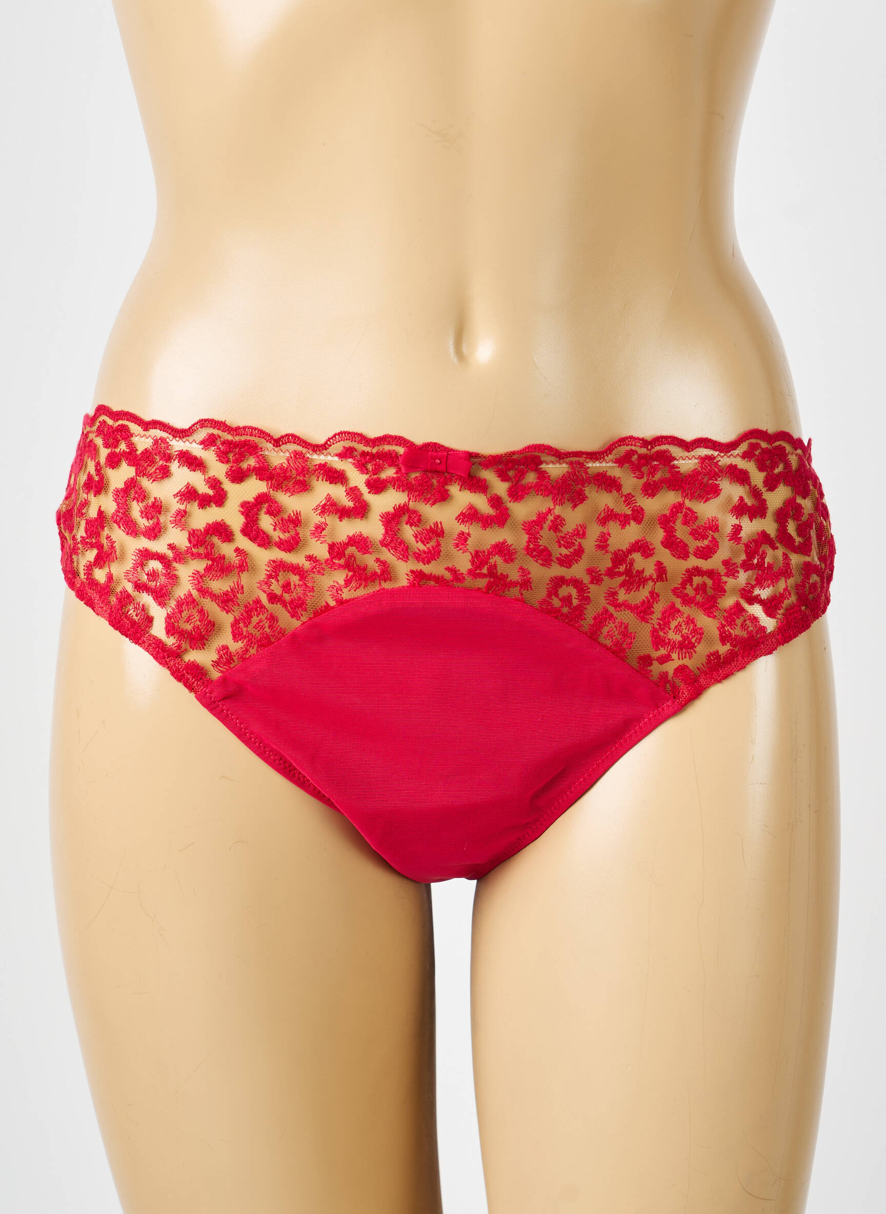 Tanga effet matière satinée rouge SIMONE PERELE femme