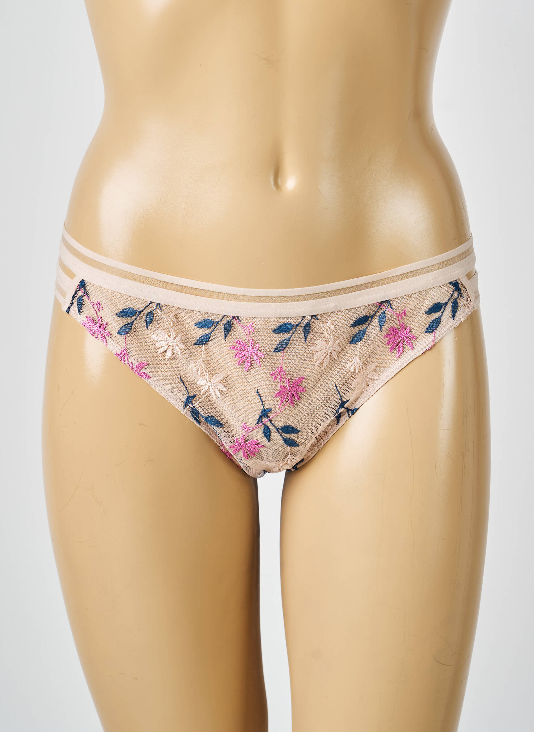 Tanga broderie beige PASSIONATA femme