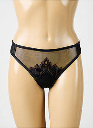 Tanga effet matière satinée noir IMPLICITE femme