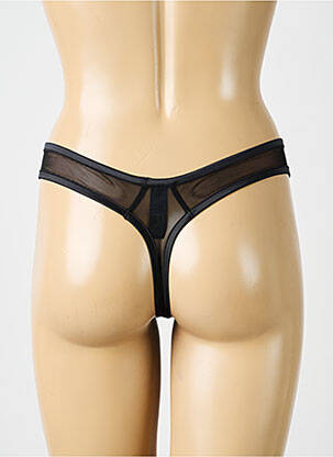 Tanga effet matière satinée noir IMPLICITE femme