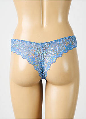 Tanga effet matière satinée bleu SIMONE PERELE femme