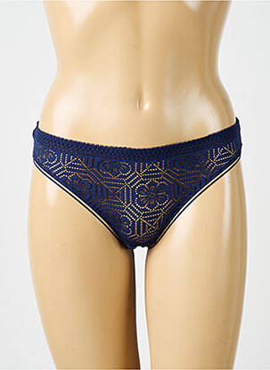 Tanga effet matière satinée bleu SIMONE PERELE femme