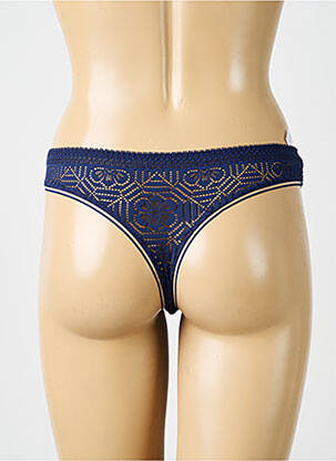 Tanga effet matière satinée bleu SIMONE PERELE femme