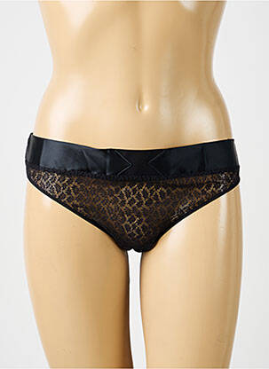 Tanga tissage satiné noir IMPLICITE femme