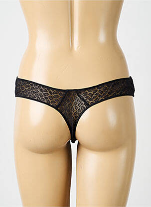 Tanga tissage satiné noir IMPLICITE femme