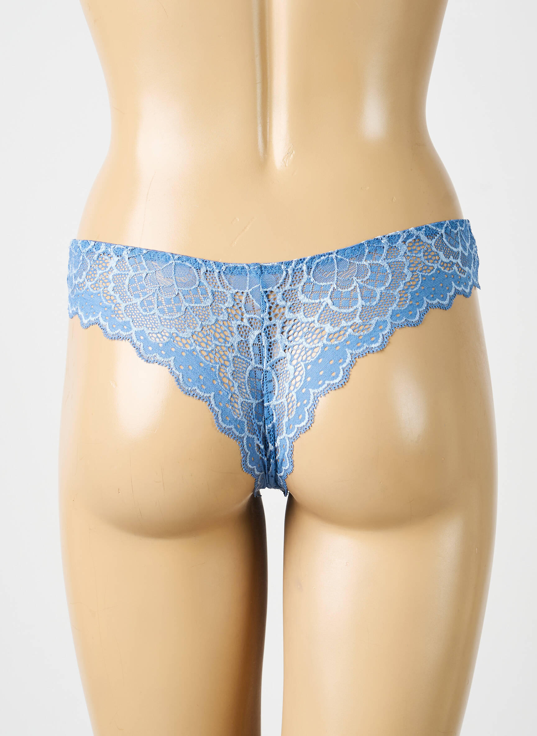 Tanga effet matière satinée bleu SIMONE PERELE femme