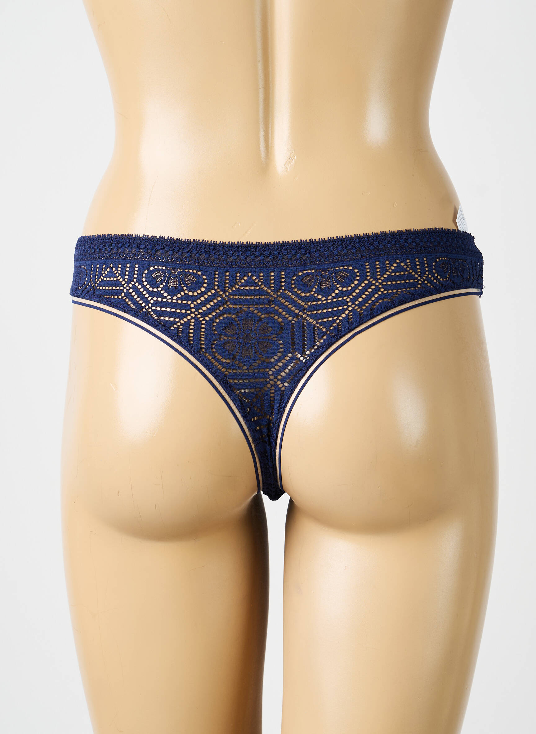 Tanga effet matière satinée bleu SIMONE PERELE femme