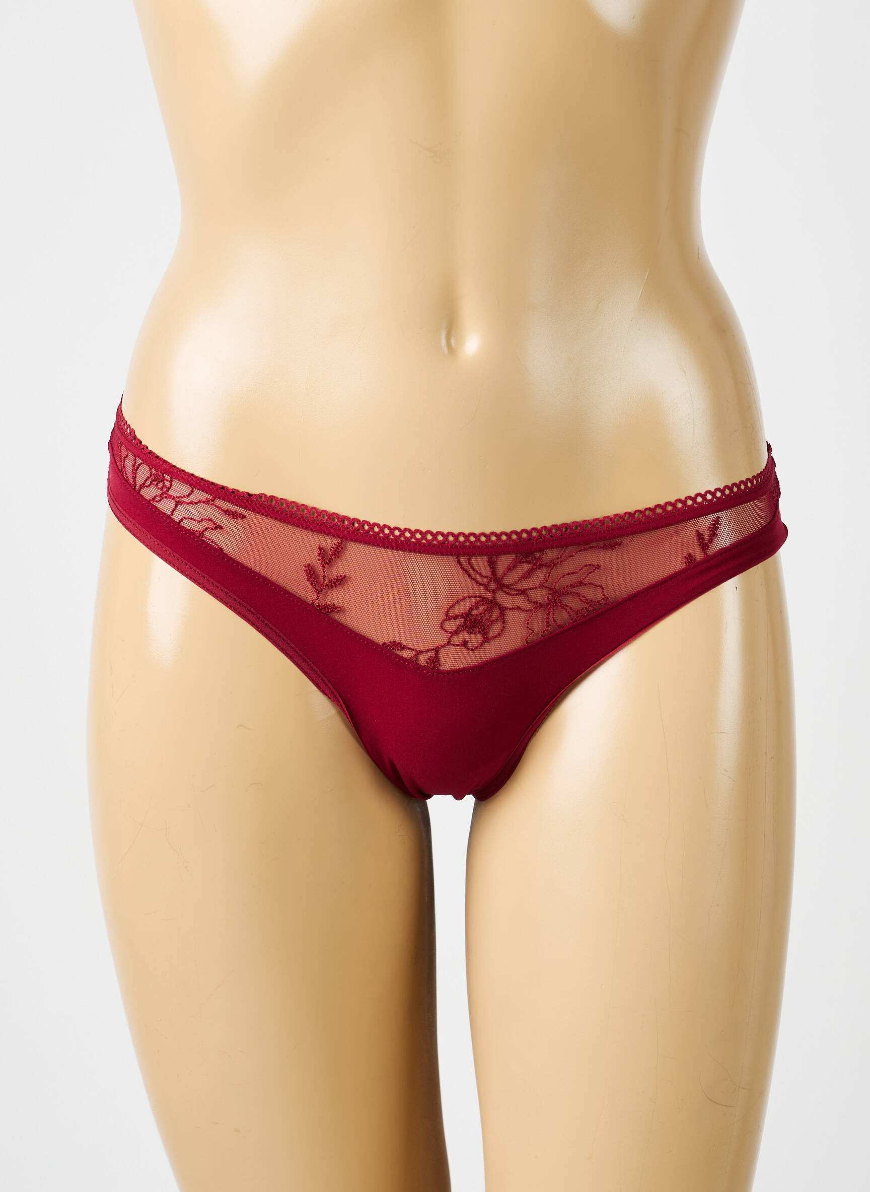 Tanga effet matière satinée rouge PASSIONATA femme
