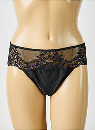Tanga effet matière satinée noir IMPLICITE femme