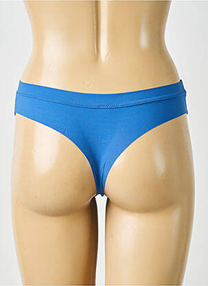 Tanga effet matière satinée bleu SIMONE PERELE femme