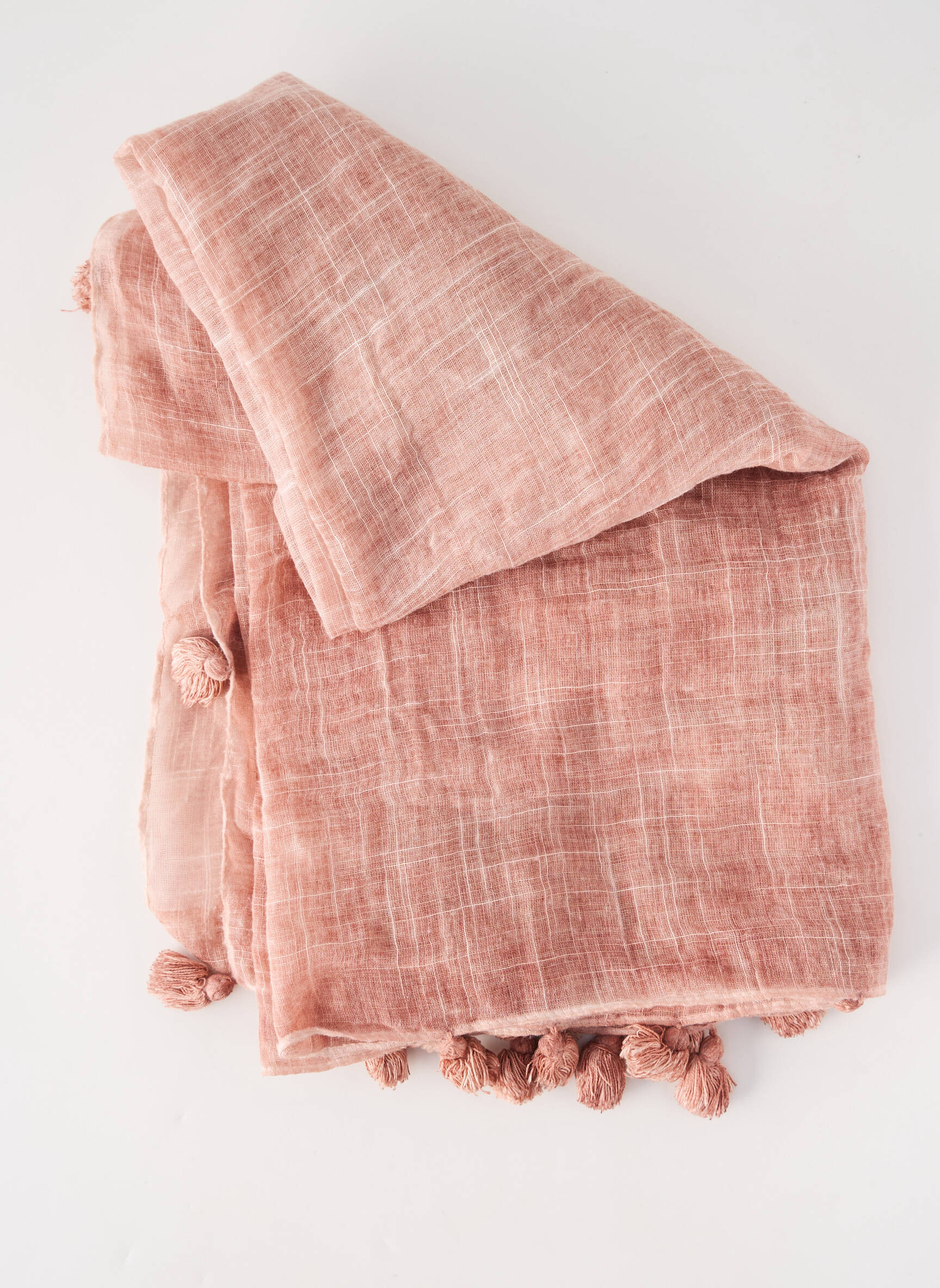 Foulard finition franges rose LA FEE MARABOUTEE femme