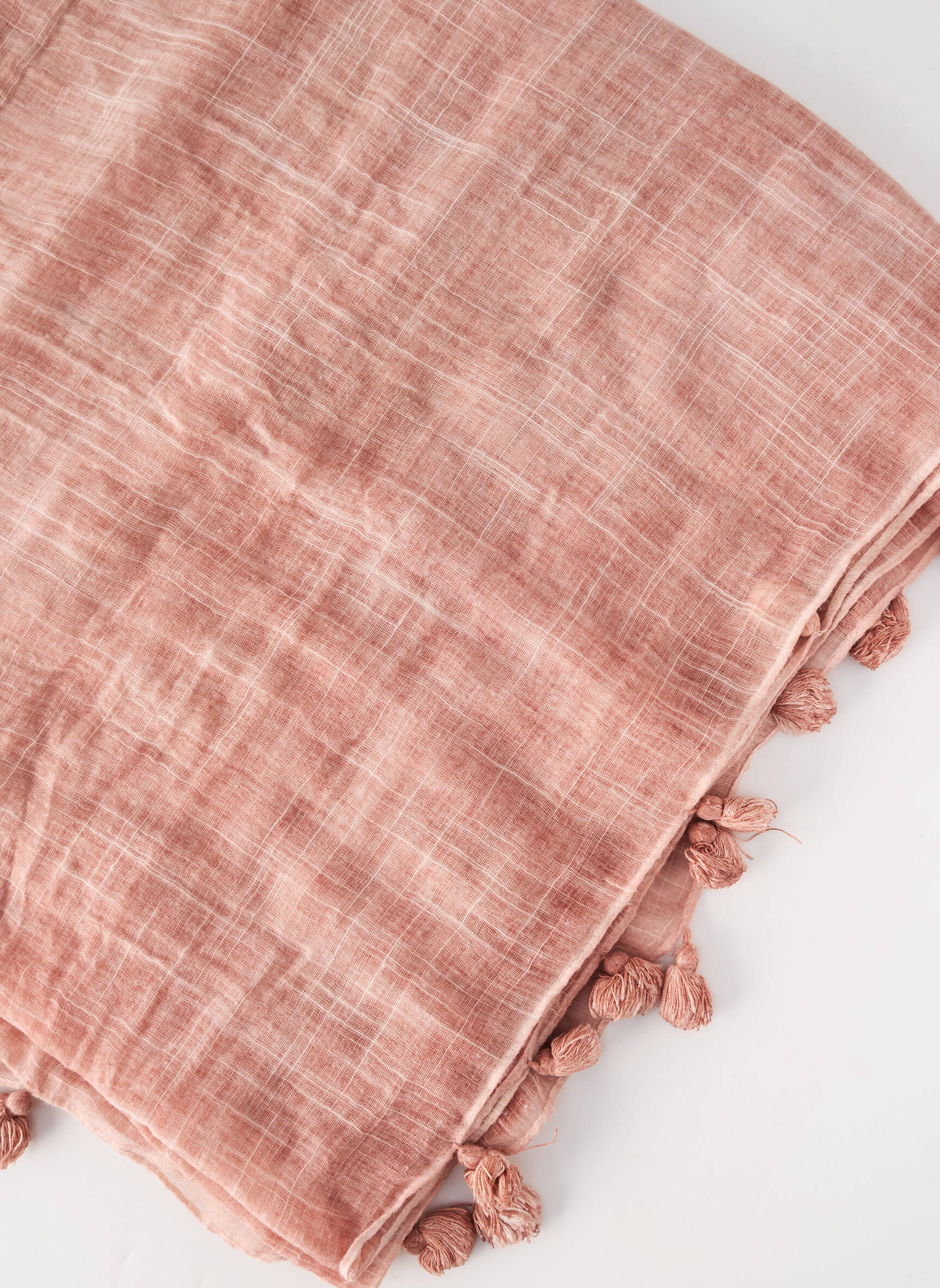 Foulard finition franges rose LA FEE MARABOUTEE femme