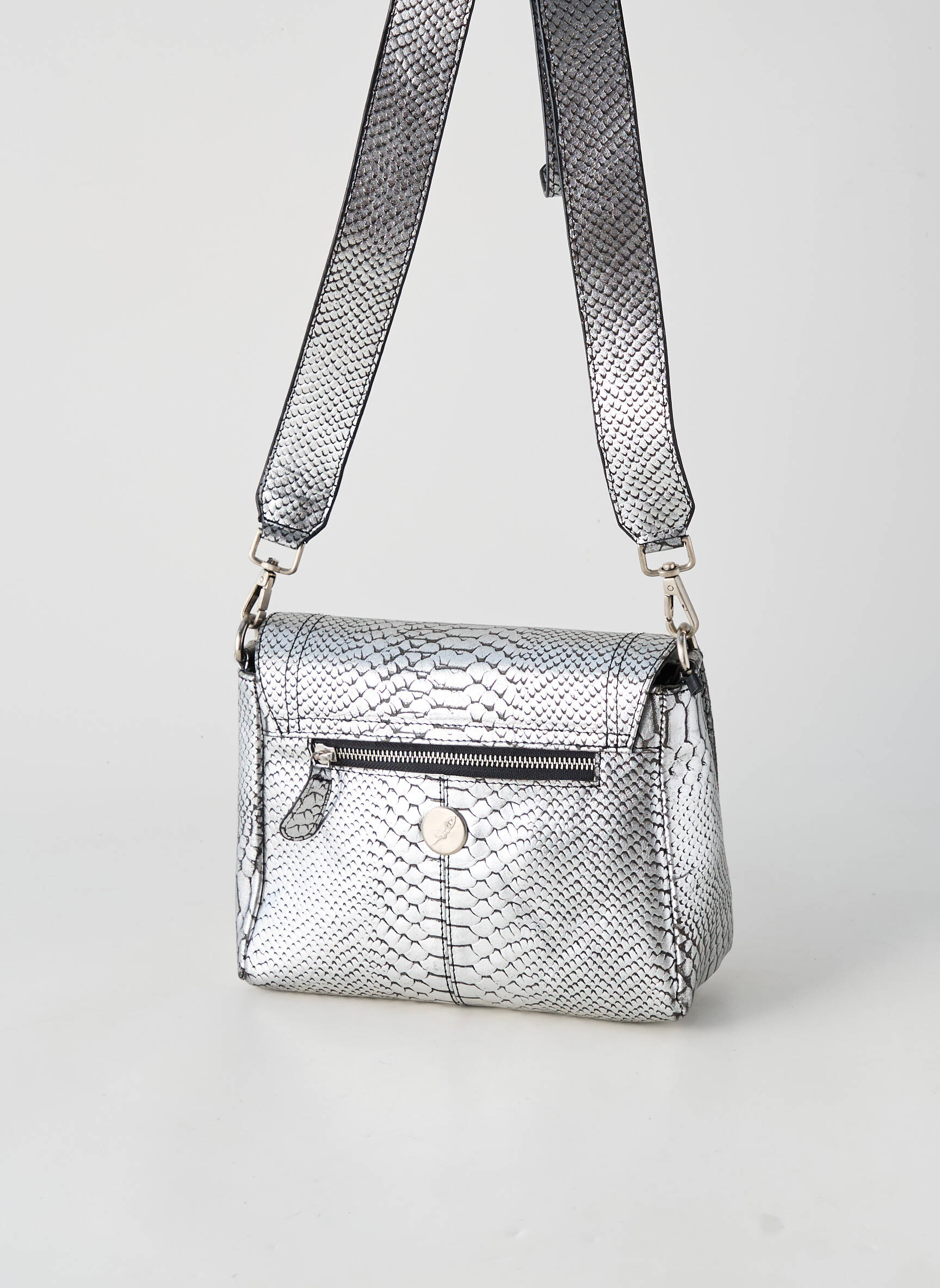 Sac multipoches forme rectangulaire argent CHARLAY STONE femme