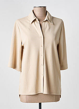 Chemisier coupe droite manches courtes beige YERSE femme