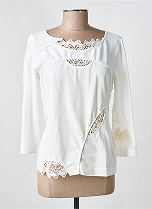 T-shirt manches 3/4 manches 3/4 blanc DANIELA DALLAVALLE femme