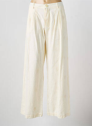 Pantalon large fermeture zippée sous rabat boutonné taille normale beige MAISON HOTEL femme