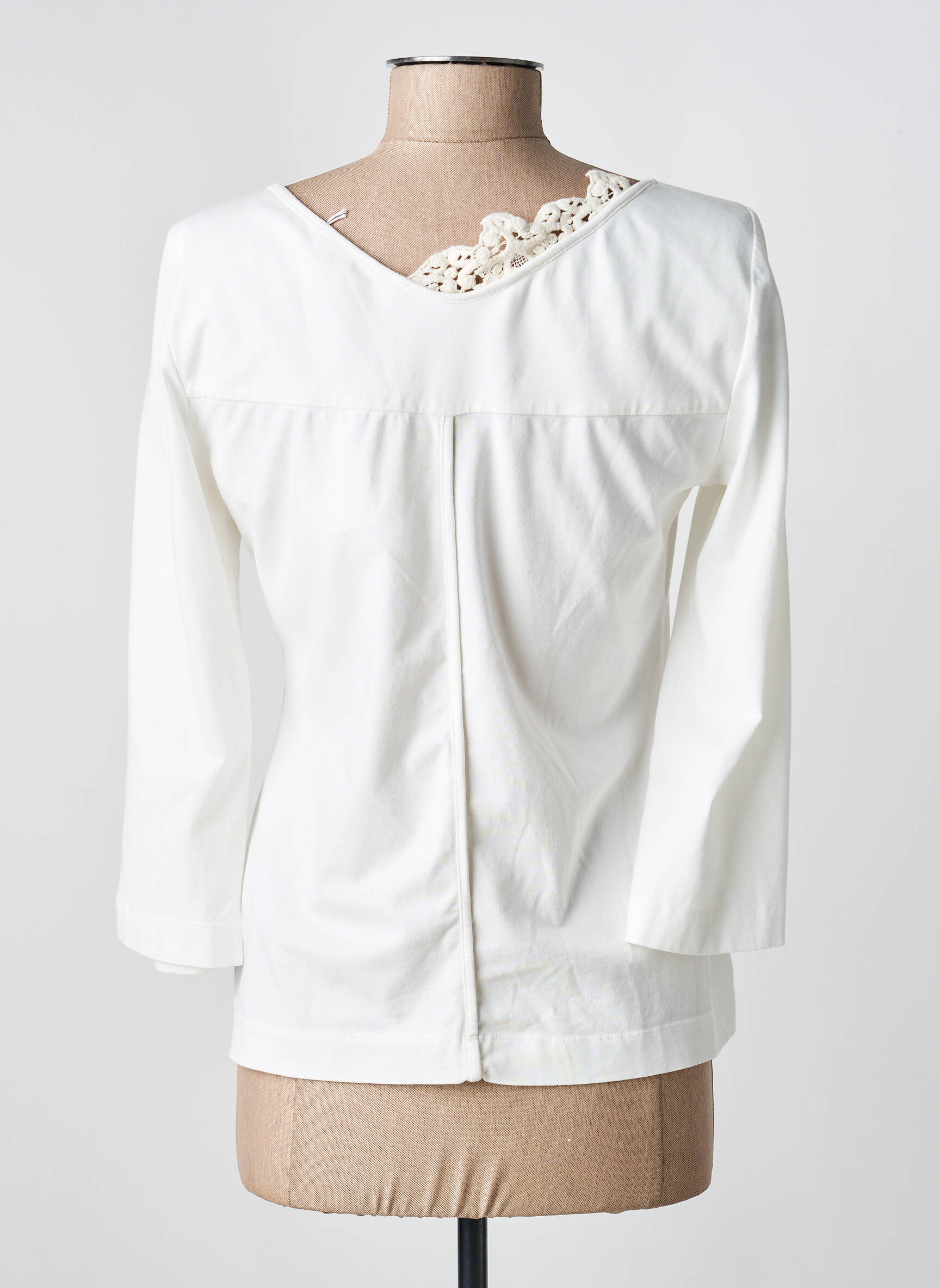 T-shirt manches 3/4 manches 3/4 blanc DANIELA DALLAVALLE femme