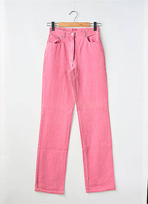 Pantalon droit fermeture zippée sous rabat boutonné taille normale rose LUCCHINI femme
