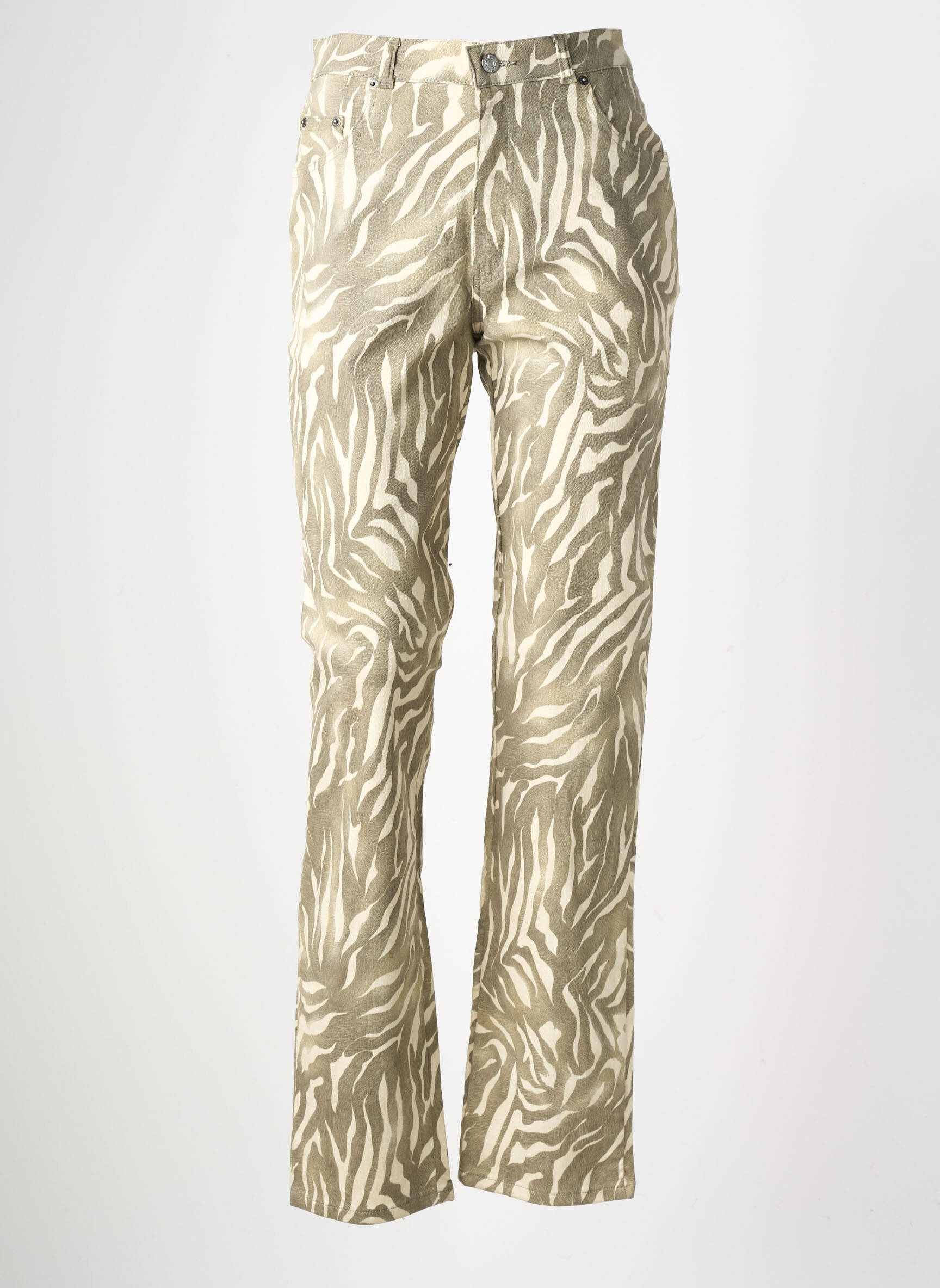 Pantalon droit stretch taille normale vert LUCCHINI femme