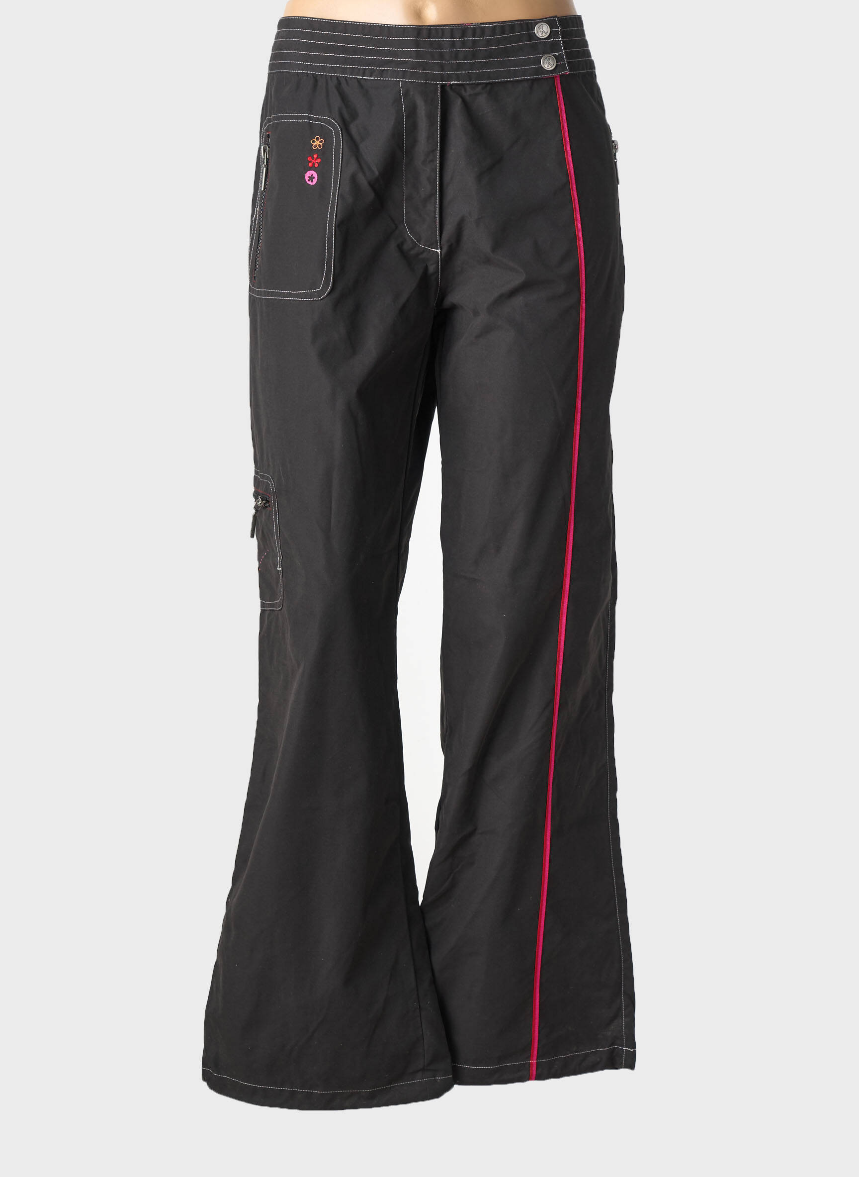 Pantalon droit tissage popeline taille normale noir KALAÏS femme