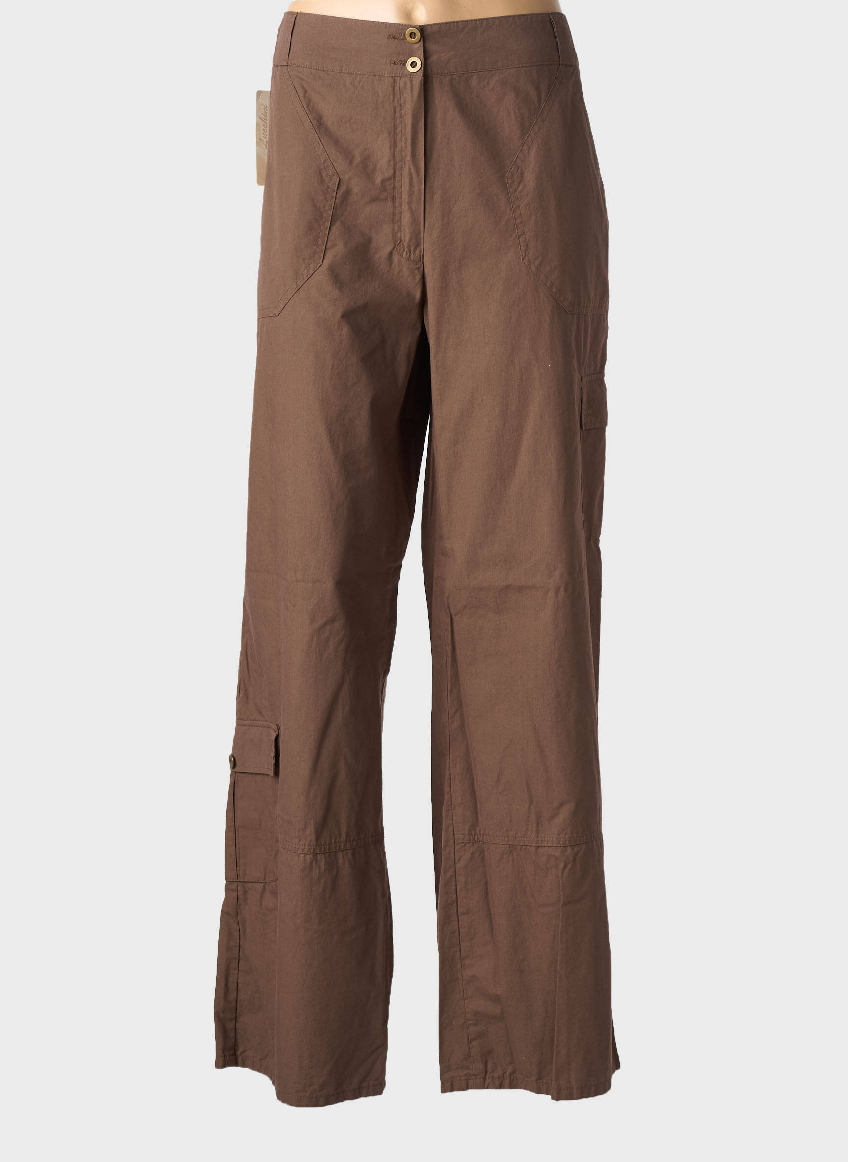 Pantalon large tissage popeline taille normale marron LUCCHINI femme