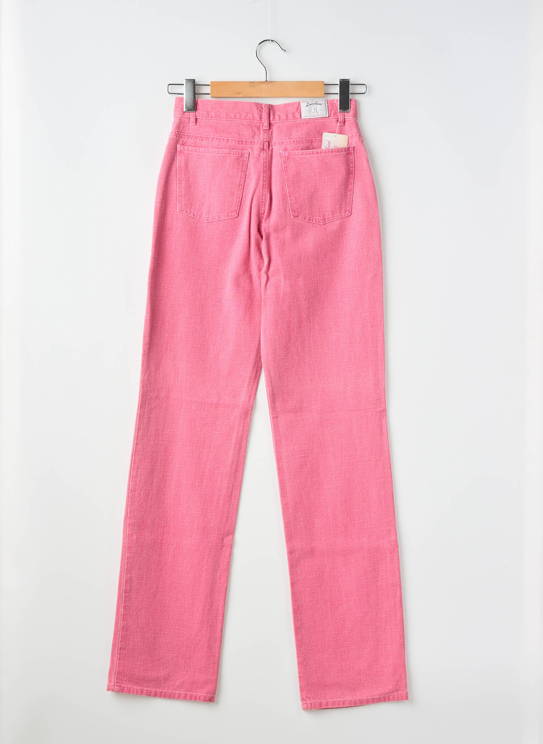 Pantalon droit fermeture zippée sous rabat boutonné taille normale rose LUCCHINI femme