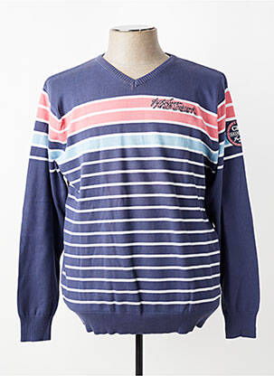 Pull col v manches longues bleu CBK homme